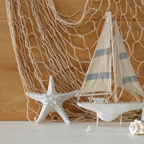 3 Pack Fish Net Decorations for Party, 80x40 Inch Natural Cotton Fishing Net Decor for Under The Sea Hawaiian Beach Party, Thick Nautical Netting for Wall Table Ceiling Decoration - color: Beige-3 Pcs