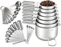 30PCS Measuring Cups and Spoons Set, 7 Nesting Measuring Cups, 18 Measuring Spoons and 5 Mini Spoons, Stainless Steel Kitchen Measuring Set for Dry and Liquid Ingredients, Perfect for Cooking & Baking - size: 30PCS Set