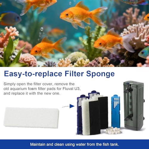 Aquarium Filter Bio Foam Pads Compatible with Fluval U3 Underwater Filter, A487 Replacement Filter Foam for Fish Tank, Filter Sponge Media for Freshwater and Saltwater Tanks, 10 Pack