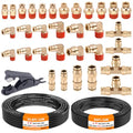CheeMuii 32 Pcs Brass DOT Air Line Fittings With 50 FT 1/4" and 32.8 FT 3/8" DOT Air Lines Kit 3/8" 1/2" NPT Thread & Quick Connect Fittings for Semi Truck Trailer or Industrial Air System - size: 2ROLL-35PCS