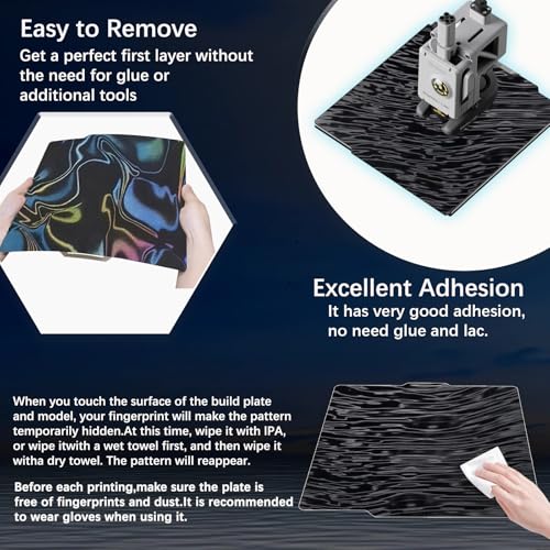JUUPINE 257x257mm Water Ripples+Silk Textured Build Plate for Bambu Lab X2D/A1/X1/X1C/X1E/P1P/P1S/P2S/A1, Smooth Flexible Spring Steel Plate Effect Sheet for Bambu Lab 3D Printers. - color: H8H(Water Ripples+Silk), size: For X2D/P2S/ X1/X1C/X1E/P1P/P1S/A1