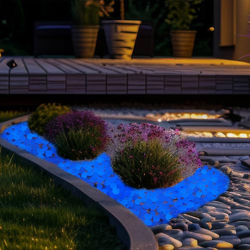 Glow in The Dark Fish Tank Rocks,Blue Glowing Rocks Stones Resin Glow in Dark Pebbles for Outdoor Garden, Fish Tank, Aquarium, Landscaping,Driveway Decoration,2.2 Lb - color: 1-Blue, size: 2.2 LB