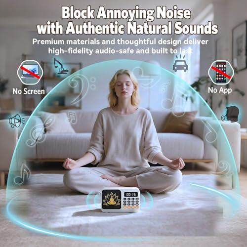 Tibetan Meditation Singing Bowl, Portable Electronic Audio Sound Machine with 27 Different Singing Bowl, Natural Soothing Sounds for Yoga, Meditation, Chakra Healing and Stress Relief(Gray) - color: Gray