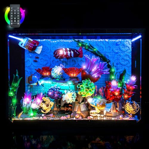 BrickBling LED Light Compatible with Lego Tropical Aquarium 10366, Decoration Lamp Compatible with Lego Tropical Fish Tank- Excluding Model (RC Version Light) - style: RC Version Light