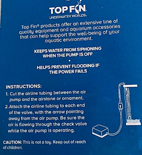 Top Fin Aquarium Check Valve. Keeps Water from Siphoning When Pump is Off.