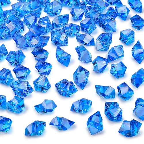 DomeStar Navy Blue Gems Fake Ice Rocks Acrylic Crystal Vase Filler, 150PCS | Catches the light for icy sparkle, 2-cup pack for vases, Candle displays, Table scatter, Wedding centerpieces, DIY decor - color: Navy Blue