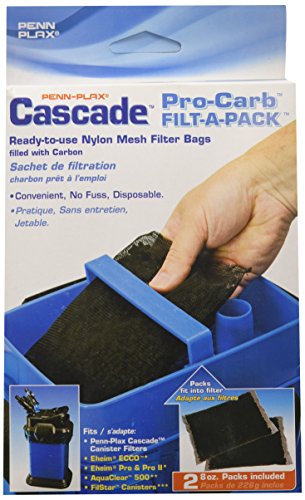 Penn-Plax Cascade Pro-Carb Filt-A-Pack, 2 Pack - Carbon Aquarium Canister Filter Media Bags - Pre-Bagged Nylon Mesh Replacement for Cascade Systems, Freshwater & Saltwater Tanks - 8 Ounce - size: Cascade Carbon 8oz