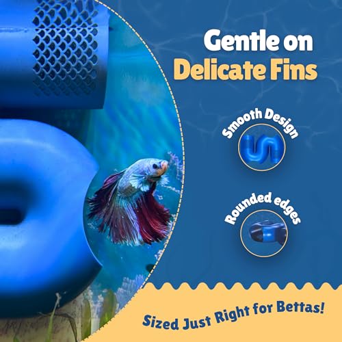 Betta Fish Tunnel Hideout Blue | Aquarium Cave & Tunnel Decor for Betta Fish, Shrimp & Small Fish | Fish Tank Decoration, Betta Tank Accessory & Enrichment Toy - color: Blue
