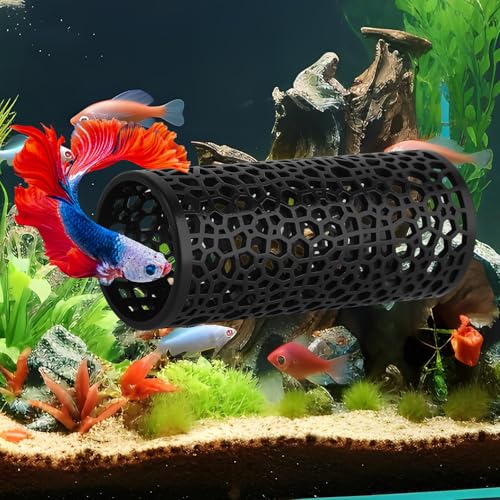 2Pcs Black Betta Aquarium Decoration, Betta Fish Tank Accessories Decoration with Suction Cup, Hidden Decor Habitat Toys for Shrimp Breeding Small Fish Playing & Resting