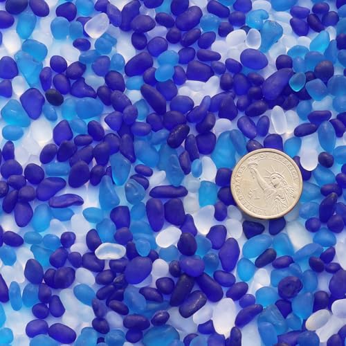 Sea Glass Stones - 2.9LB/46.4oz Blue Mixed Frosted Glass Pebbles Gemstones - Perfect for Aquarium Rocks, Fish Tank Gravel, Vase Fillers, Seaglass DIY Crafts, and Home Decor - color: Blue Mixed