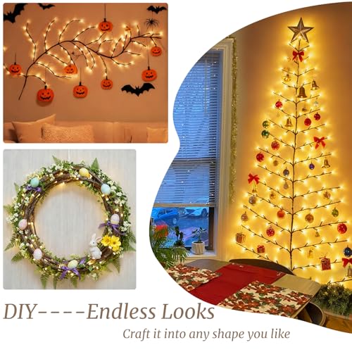 Enchanted Willow Vine Lights for Wall: 4FT 108 LED Twinkling Tree Branch Light with USB Battery Box, Remote Timer, 8 Light Model, Wall Decor String Lighted Garland for Christmas Decorations, Bedroom - color: White/108LED/4FT