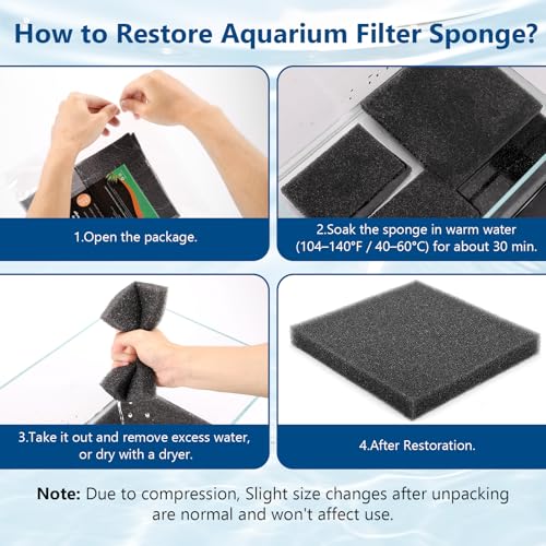 hygger Aquarium Sponge Filter Pad, Filter Media Foam Sponges, Cut-to-Size Open Cell Foam Sheet for Fish Tanks and Ponds, M (2 Pack 7.9 * 7.9 * 1 inch) - size: 7.9*7.9*1 inch/2pcs