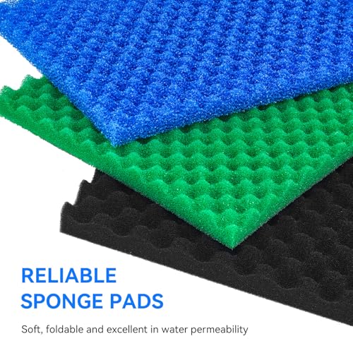 Foam Aquarium Filter Coarse Sump Filter Sponge Cut to Fit Bio Sponge Filters Media Foam Pad Replacement for Aquaneat Sponge Filter Foam for Aquarium Fish Tank Sump Pond 20/30/40 ppi（3 Pack）