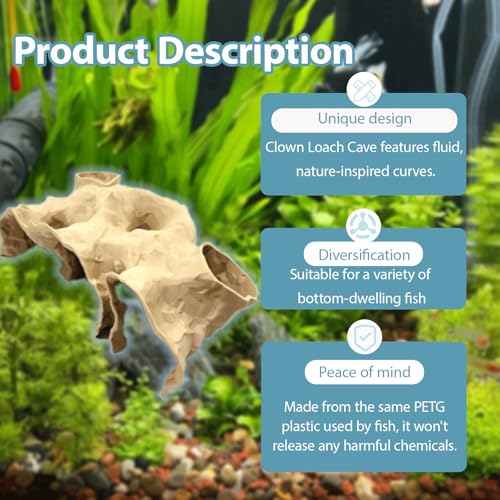 Aquarium Decor, Natural Curve Under Gravel Tunnel Cave, Fish Cave for Aquarium, 3D Printed Fish Tank Tunnel Decor for Betta, Guppy, Shrimp, Cory, Small Cichlid (Large) - size: Large