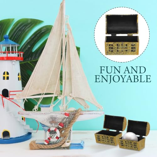 Gadpiparty 10pcs Mini Treasure Chest, Treasure Chest Party Favors, Vintage Jewelry Storage Decorative Mini Box Ornaments Party Centerpiece Favors Desktop Aquarium Decor