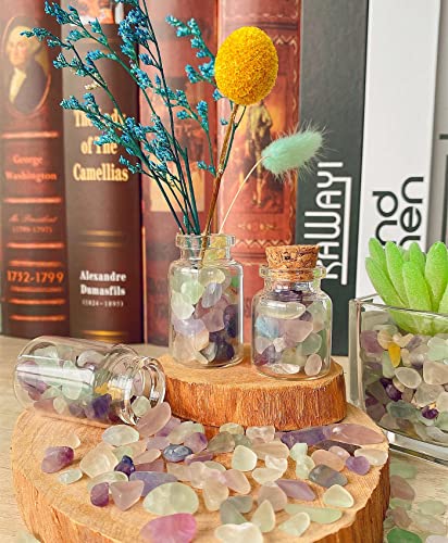 Fluorite Aquarium Gravel Fish Tank Gravel Rocks Polished Tumbled Stones Chips Stone Crushed Healing Crystal Quartz Gemstone Bulk for Vase Filler Pea Gravel Substrate Beta Fish Tank Decor 0.55lbs - color: Multi-colored - Fluorite, size: 0.55 Pound