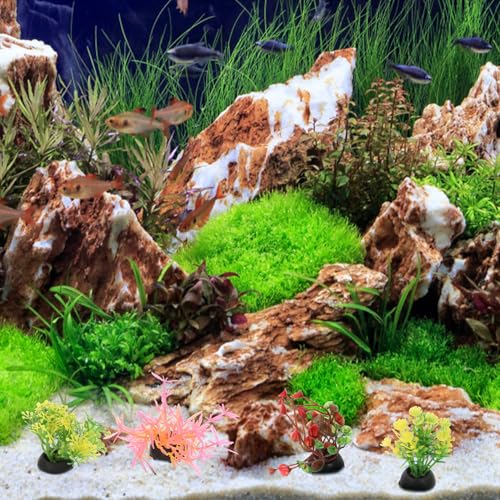 20PCS Artificial Water Plants Fish Tank Adornment Realistic Water Grass Model Aquarium Supplies Decorative Aquatic Plants Mixed Style for Fish Tank Decoration
