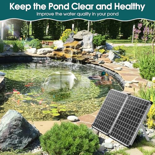 Antfraer 70W Solar Pond Filter with Water Pump, Solar Fountain Pump with Pond Filter Adjustable Flow, Pond Filter Box with Filter Medias for Outdoor Ponds Fish Tank Waterfall Water Features - size: 70W
