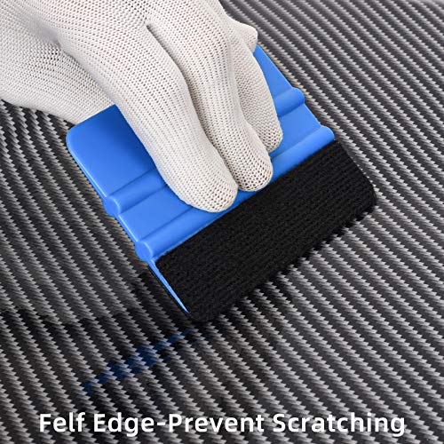 Durable Black Felt Edge Vinyl Squeegee Tool 4-Inch, Car Vinyl Film Wrapping Decal Window Tint Work, Professional Scratch Free Squeegee (Pack of 3) - color: Blue-1