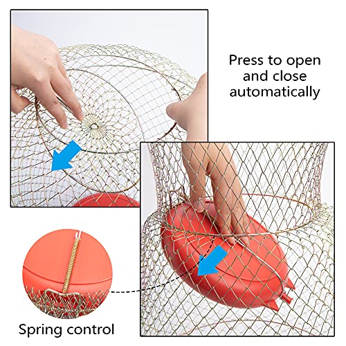codree Floatable Galvanized Steel Wire Fish Basket, Collapsible Floatable Wire Fishing Basket, Portable Floating Fishing Net Baskets, Robust and Easy to Use