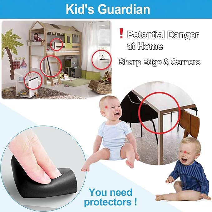 8 Pack Large Table Corner Protector for Kids, Baby Proofing Soft Rubber Foam Cushion Corner Covers, Heavy-Duty Corner Bumper Guards for Furniture Stair Cabinet Fireplace - Pre-Taped, Light Brown - color: Light Brown