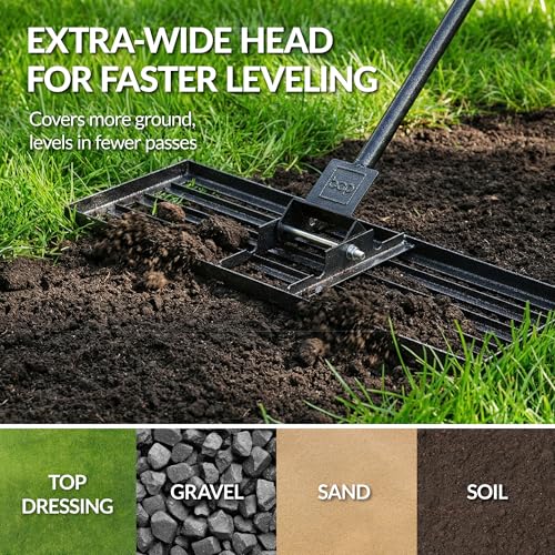 Best Choice Products Lawn Leveling Rake 30 x 10-Inch, Professional Grade Lawn Leveler Tool with 78-Inch Handle, Heavy-Duty Leveling Rake for Soil, Yard, Garden, Landscaping & Golf Course