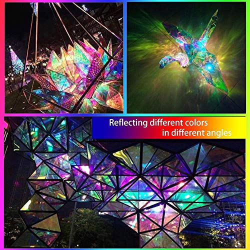 Holographic Decorative Iridescent Window Film Adhesive Glass Film Chameleon Rainbow Effect for Home Decal DIY Christmas Party Decoration, 35.4Inch x 16.5Feet, Cool Color - color: Cool Color, size: 35.4Inch x 16.5Feet