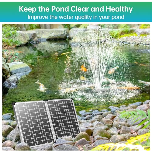 Antfraer 40W Solar Pond Filter with Water Pump, Pond Filter Box with Pond Filter Box, Pond Pump with 6.6ft Clear Tubing for Outdoor Pond Waterfall Garden Fountain Water Feature - size: 40W