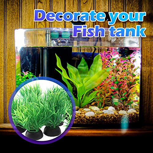 Piutouyar Green Aquarium Plant Ornaments, Artificial Water Plants, Lifelike Plastic Fish Tank Foreground Grass, Water Tank Decorations (10Pcs)