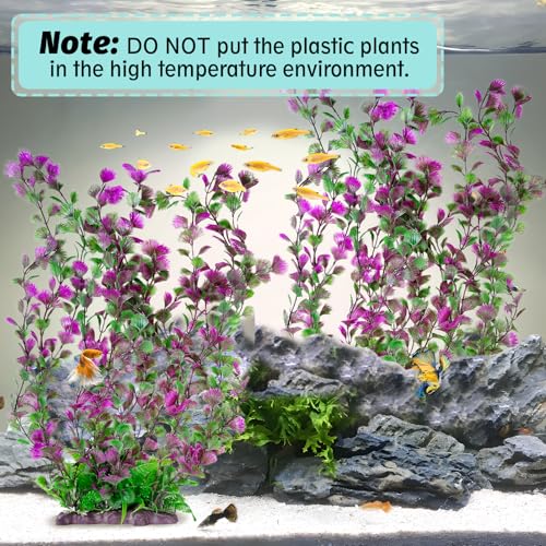 Hamiledyi Aquarium Plastic Plants Aquarium Decor Artificial Fish Tank Plants,Tall Fish Tank Decorations, Extra Large Aquarium Plant 20.4-inch Tall,2PCS - color: B*2 Pcs, size: 20.4 in