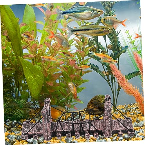 1pc Resin Rope Bridge for Aquarium Large Decorations Landscaping Ornaments for Fish Tank Halloween and Home Decor Random Color