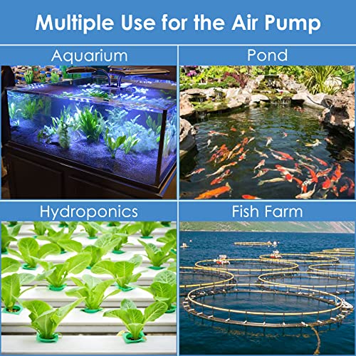 AquaMiracle Quiet Aquarium Air Pump 200/317/475GPH High Pressure Commercial Air Pump Pond Aerator Bubbler Hydroponics Air Pump Oxygen Pump - size: For Tanks up to 800 Gal