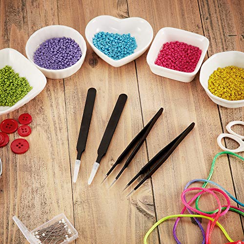 Mini Bead Tweezers Fuse Craft Beading Tweezers for Manual DIY Craft Supplies(5 Pieces)
