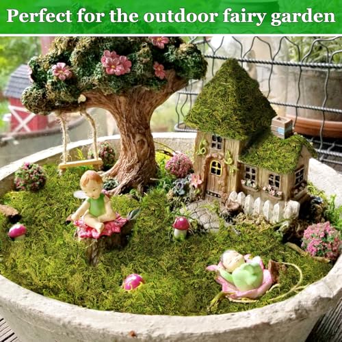 Riare 7OZ Artificial Fake Moss for Fake Plants Indoor- Premium Faux Craft Moss for Potted Plant, Fresh Forest Green Moss for Hamsters Micro-Landscape Terrariums Centerpieces Decor - color: 7 Oz