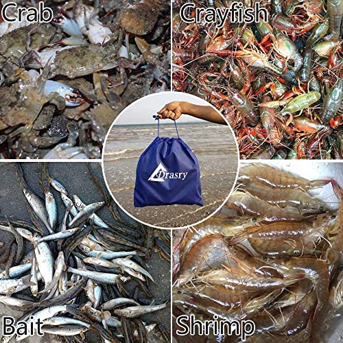 Drasry Crab Trap Bait Lobster Crawfish Shrimp Portable Folded Cast Net Magic Collapsible Fishing Traps Nets Accessories for Blue Crabs - color: Black, style: 1pcs 23.6 X 11.8in (0.39 Mesh)