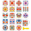 Peacoblue 18 Sheets Rub on Transfers for Crafts, Mexican Flowers 3.6"x3.9" UV DTF Cup Wraps Waterproof Cold Transfers Stickers for Wood Glass Metal Cup Tumblers Mirrors Mugs Home Decor - style: Mexican Flowers