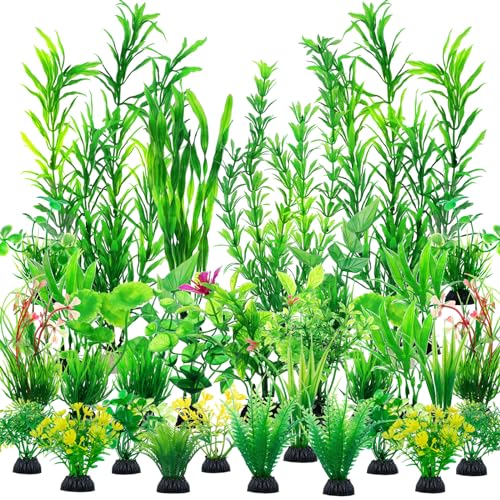 CousDUoBe 30pcs Fish Tank Accessories Aquarium Decorations Green Plants, Fish Tank Decor, Aquarium Decor Plastic Plants - size: 30Pack (2inch to 12.3inch)