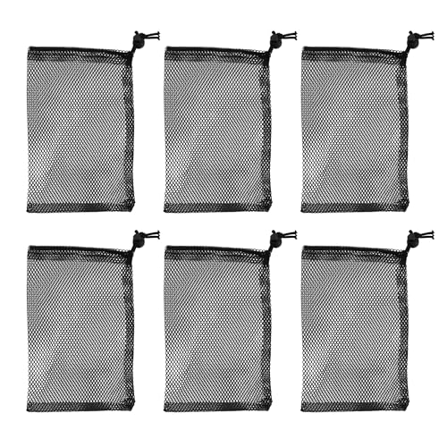 Aquarium Filter Media Bags, Fine Mesh Filter Bags, Mesh Bags for Activated Carbon Resin Filters, Reusable Fish Tank Filter Bags, Black, 9.8"x5.9" 6Pcs