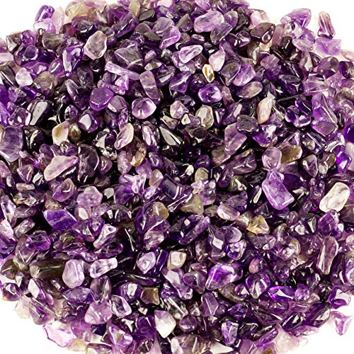 Cherry Tree Collection 1/2 Pound Polished Tumbled Gemstone Chips, Pebbles, Crystal Chips Bulk for Jewelry Making, Healing, Plants, Succulents, Aquariums, Decoration, Chakra (Amethyst) - color: Amethyst