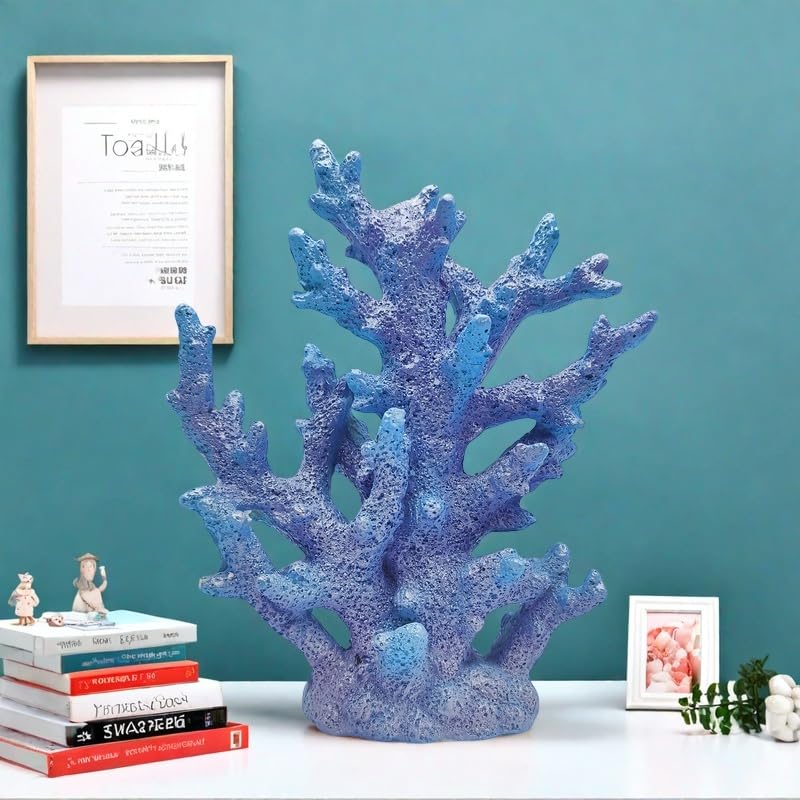 Etlemonde Beach Coastal Decor Coral Reef Home Decor Coral Statue Sculpture Home,Desk,Bathroom,Desktop Shelf Statue,Marine Themed Gifts (Gradual Blue Coral) - color: Gradual Blue Coral