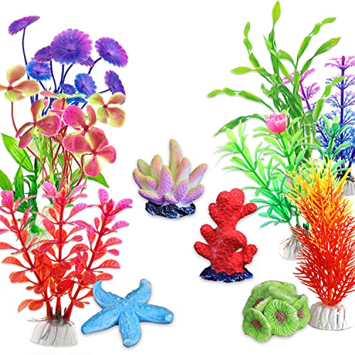 Artificial Aquarium Plants, 12pcs, Coral, Seaweed Water Plants, Fish Tank Lifelike Decorations, for Household and Office