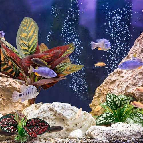 Moonorange Reptile Artificial Plants, Terrarium Plants Decorations Supplies, Aquarium Fish Tank Plant, Amphibian Habitat Hideout Tank Accessories(L Set-3pcs/D) - color: L Set-d