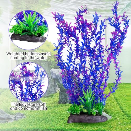 Hamiledyi Aquarium Plastic Plants Aquarium Decor Artificial Fish Tank Plants,Tall Fish Tank Decorations, Extra Large Aquarium Plant 20.4-inch Tall,1PCS - color: D, size: 20.4 in