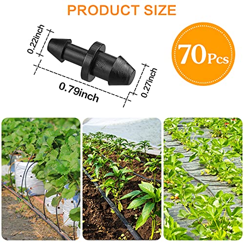 70 Pack Drip Irrigation Universal 1/4" Barbed End Plug Fittings, Barbed Connectors for Drip or Sprinkler System - size: 70P-End Plug Fittings