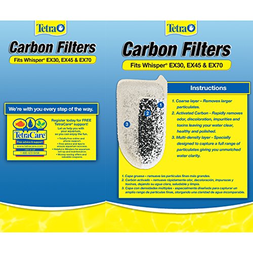 Tetra Carbon Filters for Aquariums, Fits Whisper EX Filters, Cleans Aquarium Water, 4 Count (Pack of 2) - size: 4-Count (Pack of 2), style: large
