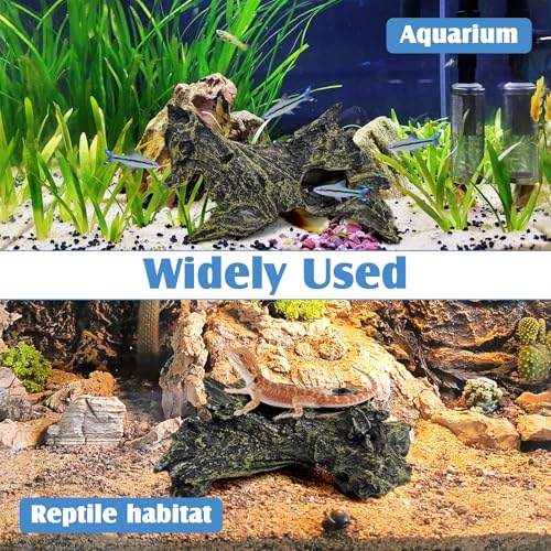kathson Resin Hollow Tree Trunk Fish Tank Decoration Aquarium Ornament Betta Hideout House Cave for Small Fish Sleep Rest Hide Play Breed 2PCS