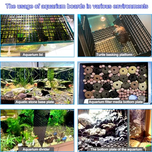 Adjustable Aquarium Fish Tank Divider Filter Bottom Plastic Grid Fish Tank Isolation Board Egg Crate Tray((Black, 4pcs 11.8X11.8Inch with 0.35Inch Hole) - color: Black, size: 4pcs 11.8X11.8Inch with 0.35Inch hole
