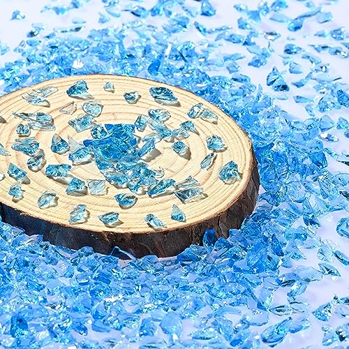 1.2 lb Crushed Glass for Resin Art,Vase Filler Broken Glass Pieces,3-6mm Crushed Glass for Crafts Making/Home Decoration (Sea Blue - color: Sea Blue