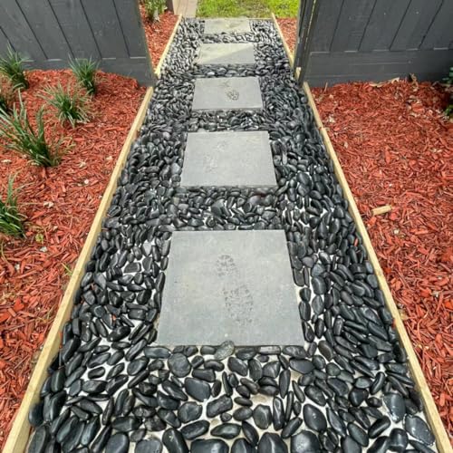 YISZM 20lbs Large River Rocks for Landscaping, 3-4" Black Pebbles for Garden Design, Hand-Picked Smooth Stones for Fish Tank, Flower Pots, Indoor Water Fountains, Pathways, Backyard - color: Black, size: 20 Pounds