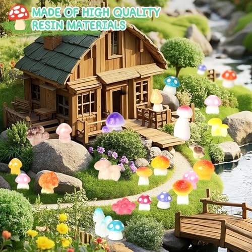200pcs Mini Mushrooms Tiny Resin Mushrooms Miniature Little Small Mushroom Figures Bulk for for Micro Fairy Garden Landscape Aquarium Accessories Dollhouse Hide Crafts Decor - style: 200Pcs